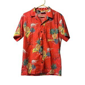 KENNINGTON California Hawaiian Pineapple Fruit Button Up Shirt Size Medium Beach